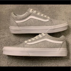 Gray and white pinstriped old skool Van sneakers